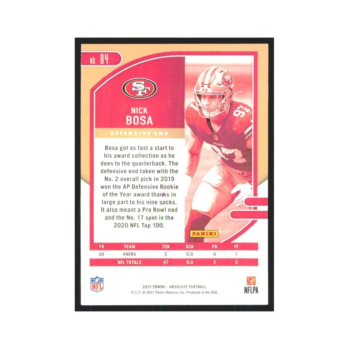 2021 Panini Absolute Nick Bosa 49ers #84