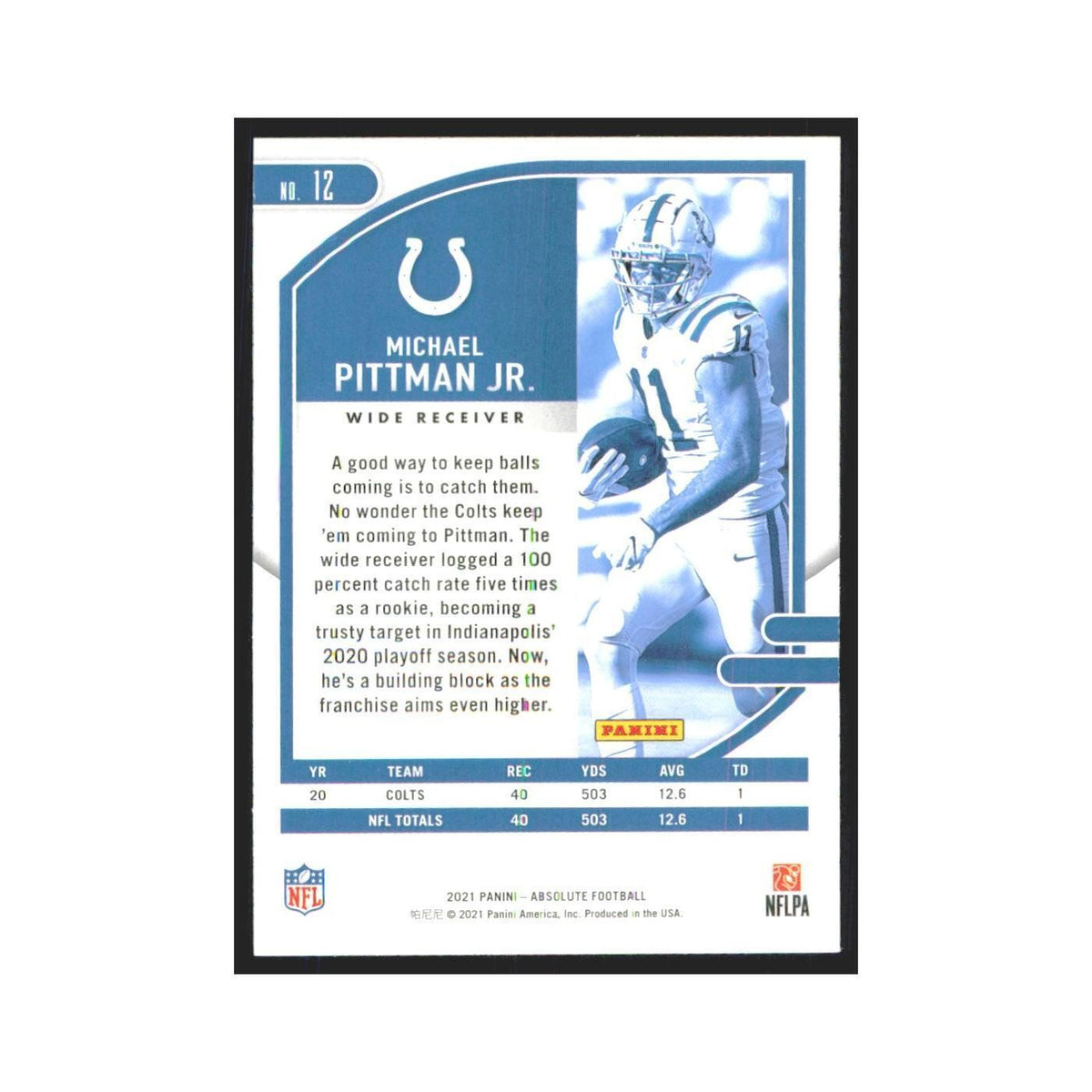 2021 Panini Absolute Michael Pittman Jr. Colts #12