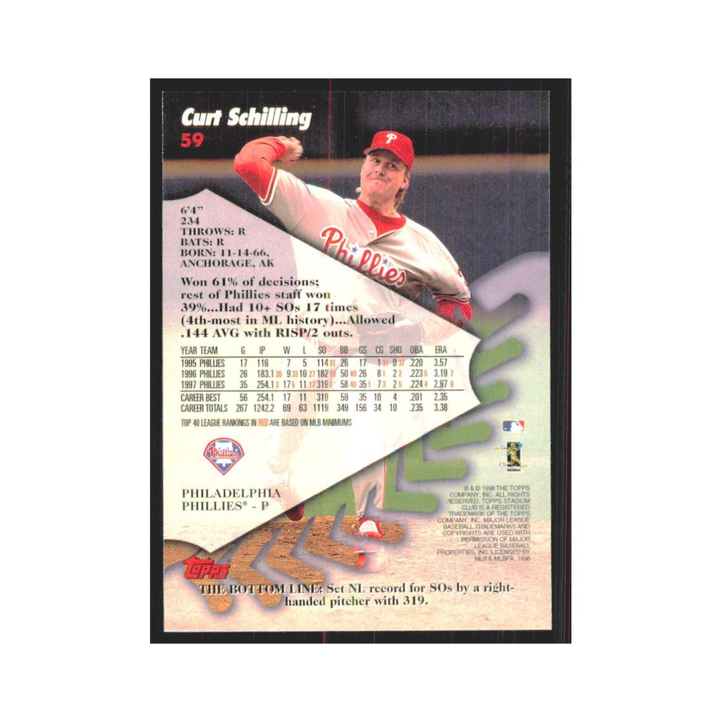1998 Stadium Club Curt Schilling Phillies #59