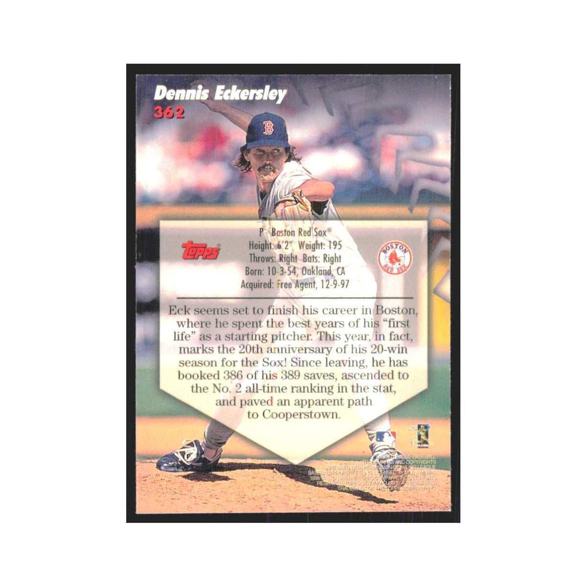 1998 Stadium Club Dennis Echersley Red Sox #362