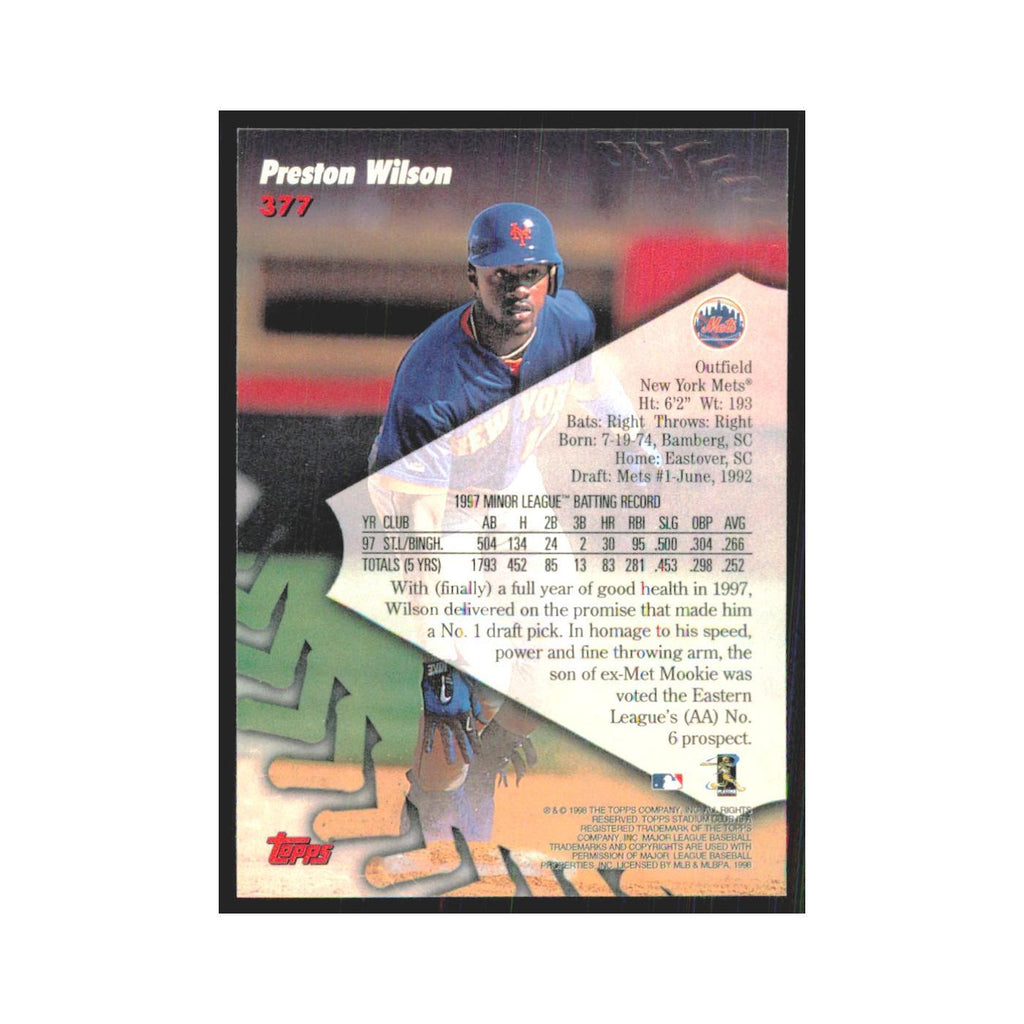 1998 Stadium Club Preston Wilson Mets #377