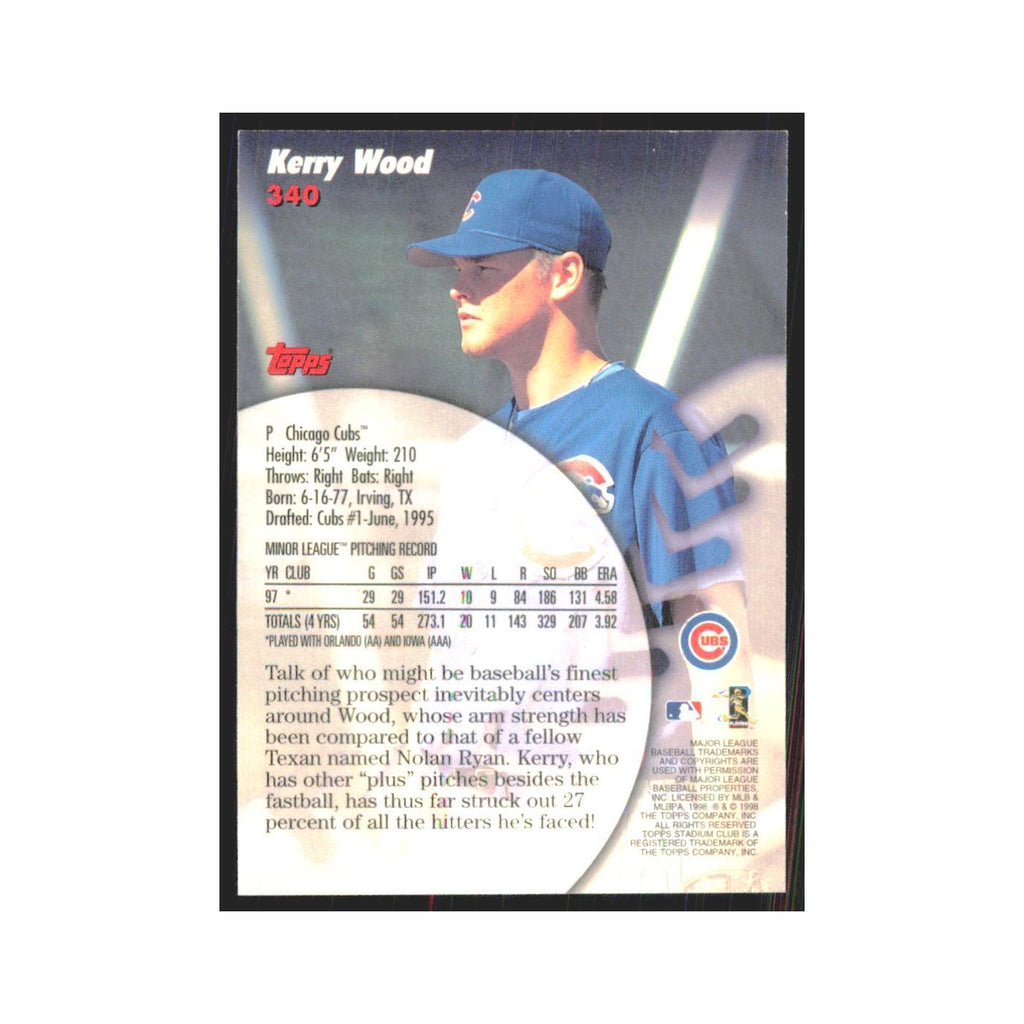 1998 Stadium Club Kerry Wood Cubs #340