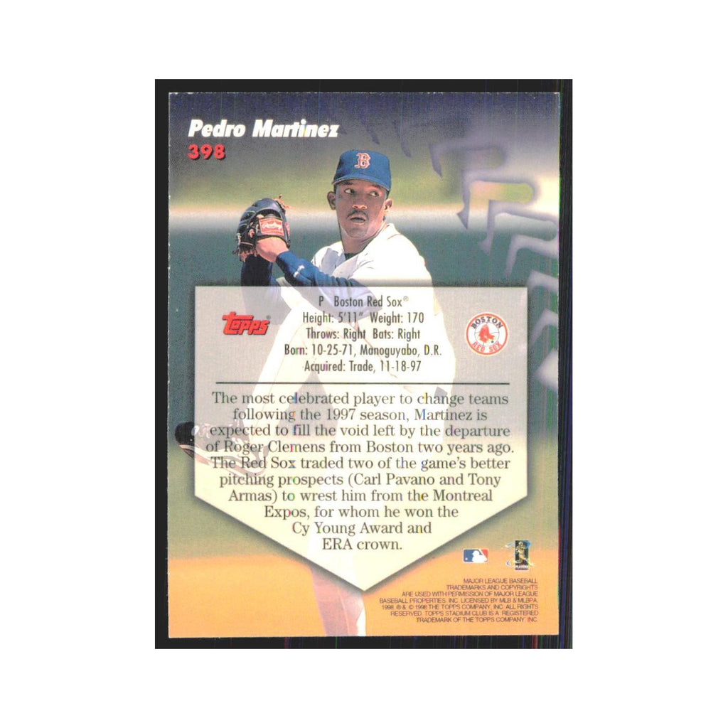 1998 Stadium Club Pedro Martinez Red Sox #398