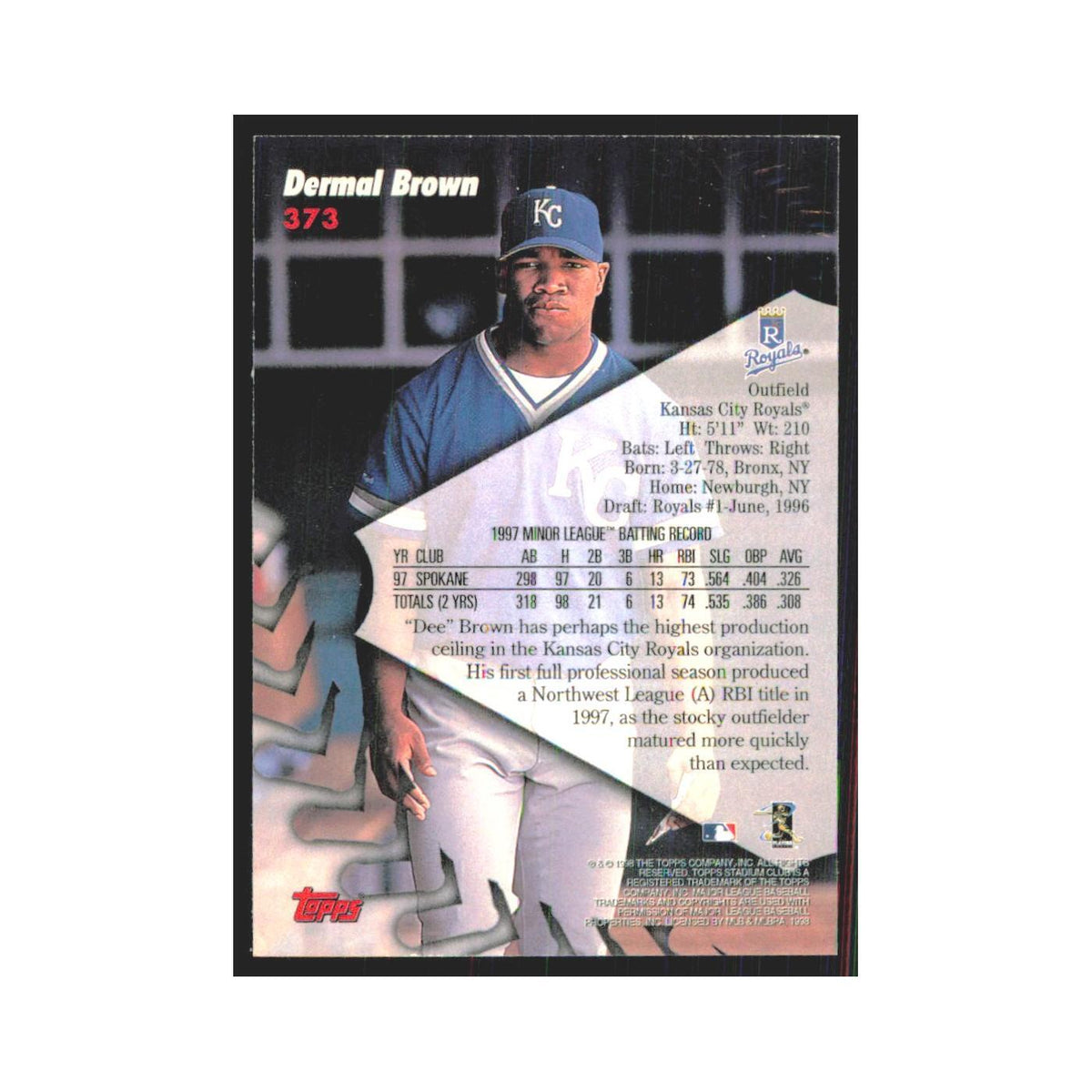 1998 Stadium Club Dermal Brown Royals #373