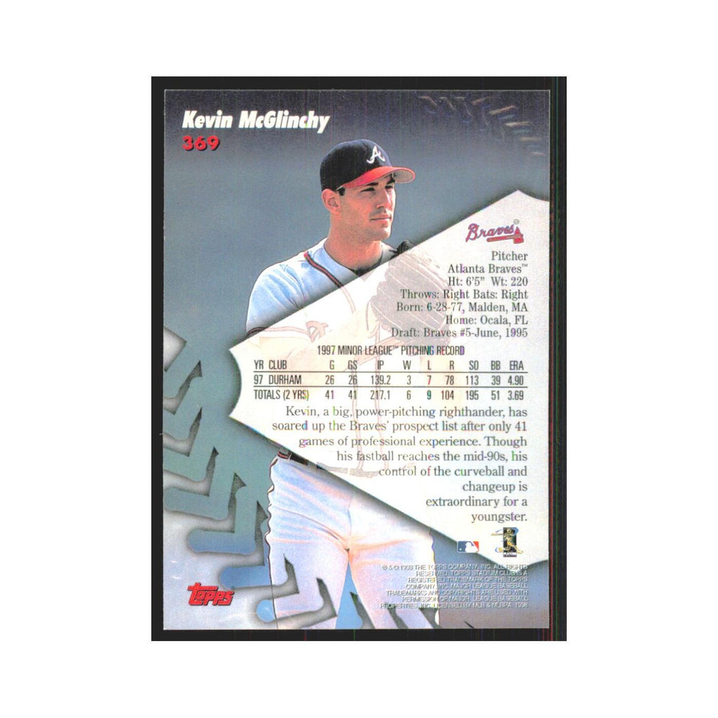 1998 Stadium Club Kevin McGlinchy Braves #369