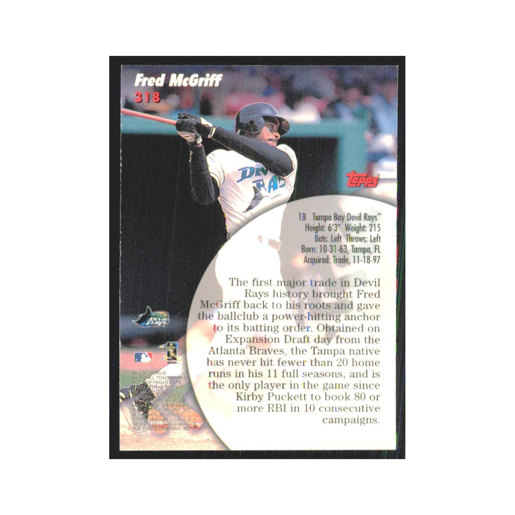 1998 Stadium Club Fred McGriff Rays #318
