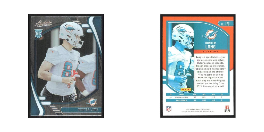 2021 Panini Absolute Hunter Long RC Dolphins #173