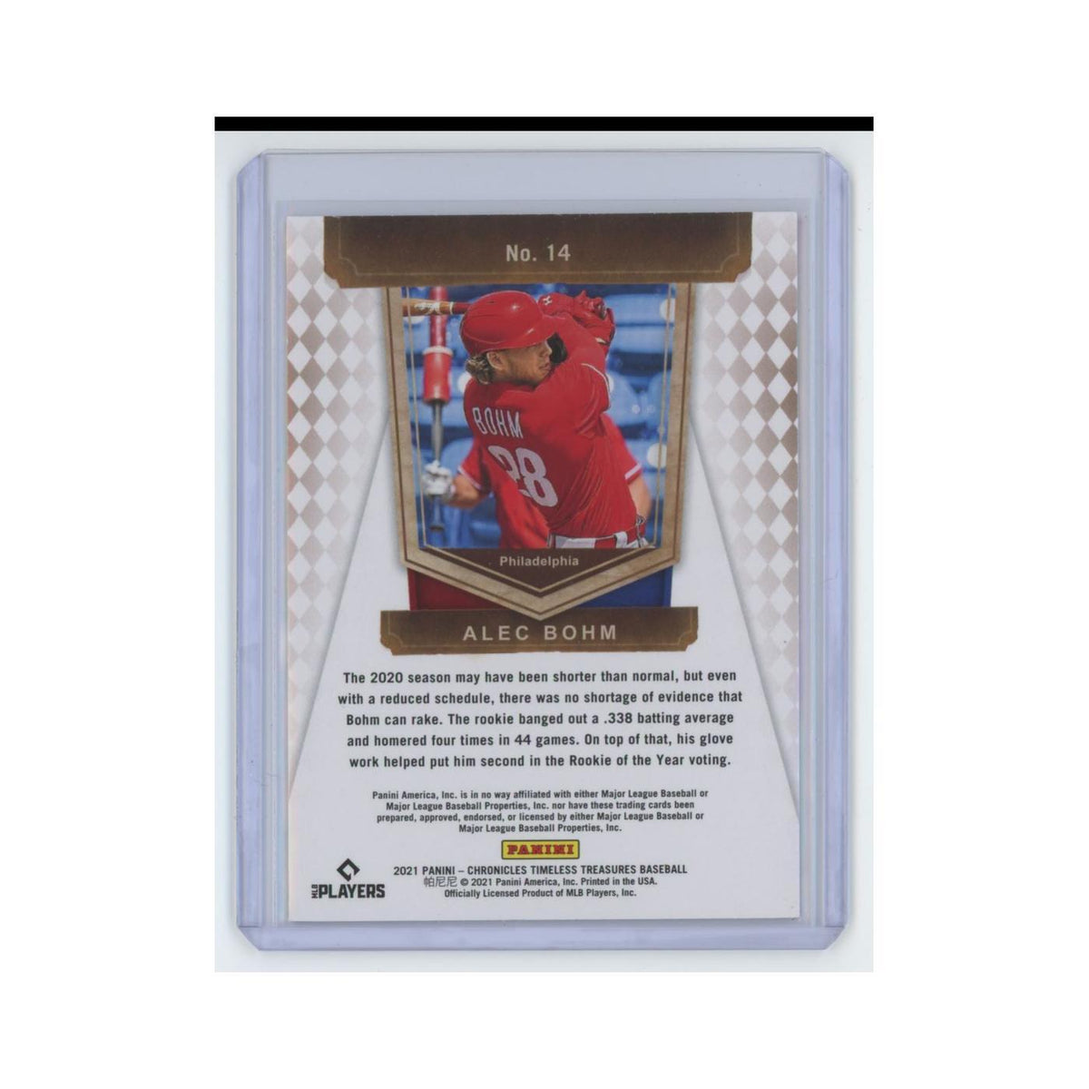 Alec Bohm Rookie 2021 Panini Chronicles Timeless Treasures #14 Phillies NM