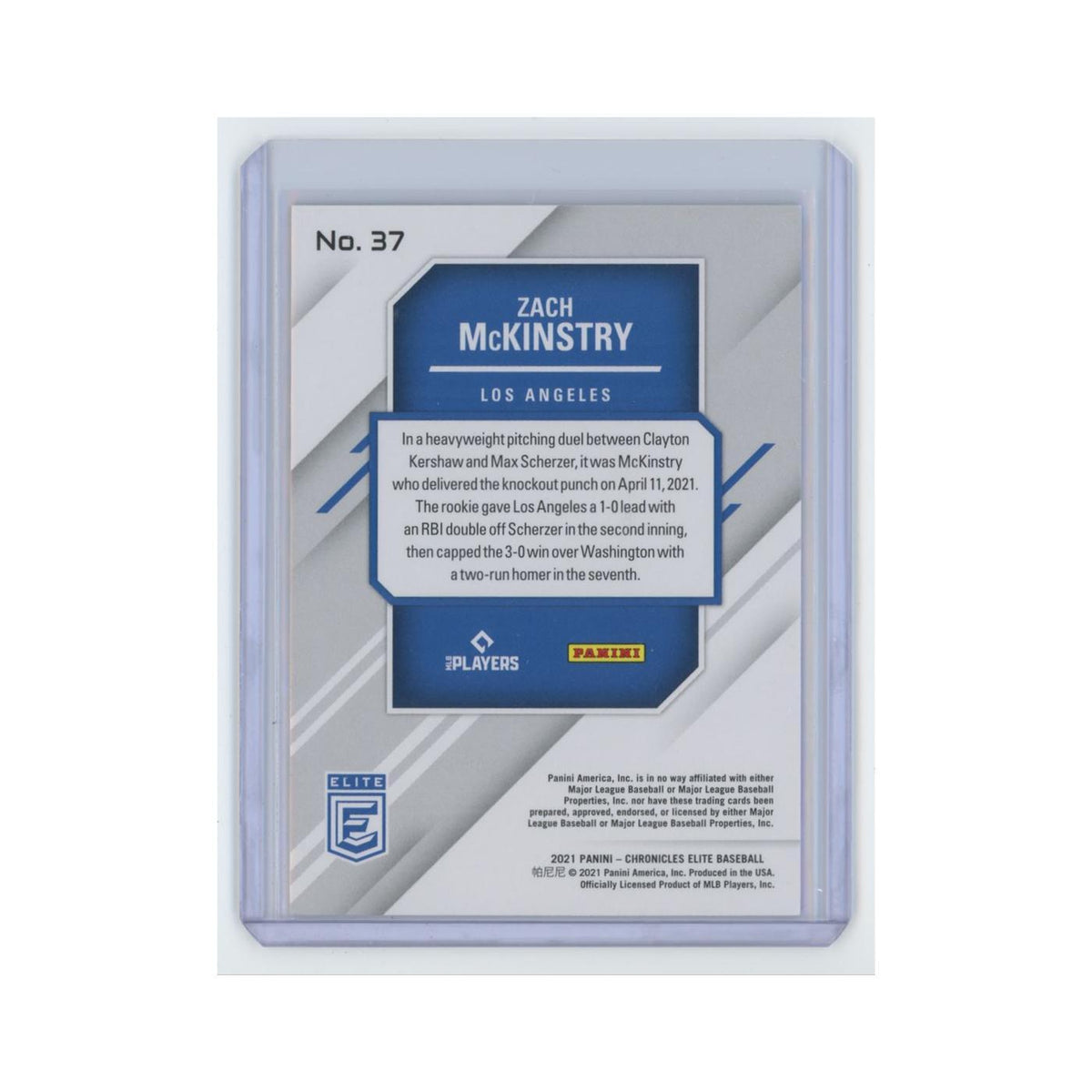 Zach McKinstry Rookie 2021 Panini Chronicles Elite #37 Los Angeles Dodgers NM