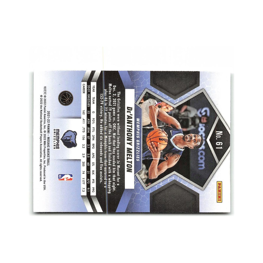 De'Anthony Melton 2021 Panini Mosaic #61 Memphis Grizzlies Basketball Card NM