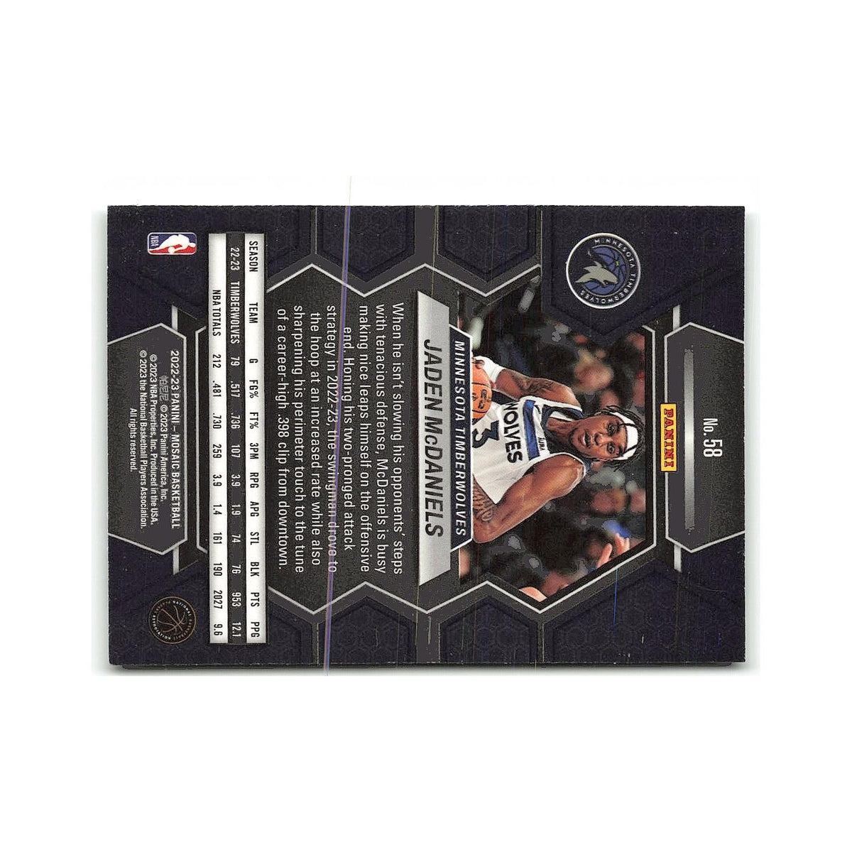 Jaden McDaniels 2022 Panini Mosaic #58 Minnesota Timberwolves Basketball Card NM