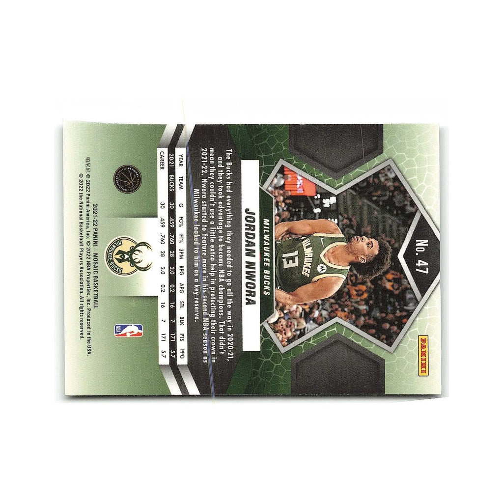 Jordan Nwora 2021 Panini Mosaic #47 Milwaukee Bucks Basketball Card NM
