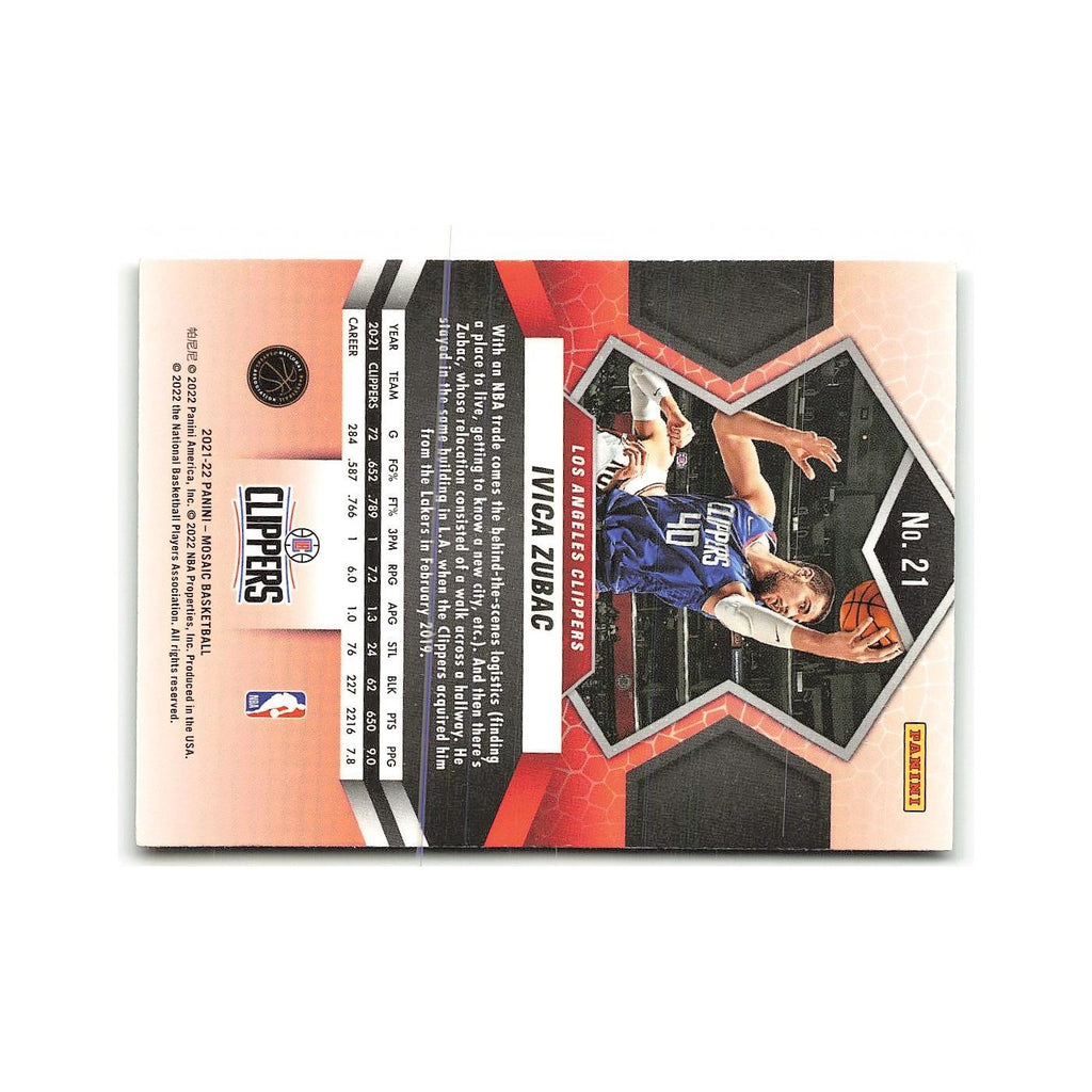Ivica Zubac 2021 Panini Mosaic #21 Los Angeles Clippers Basketball Card NM