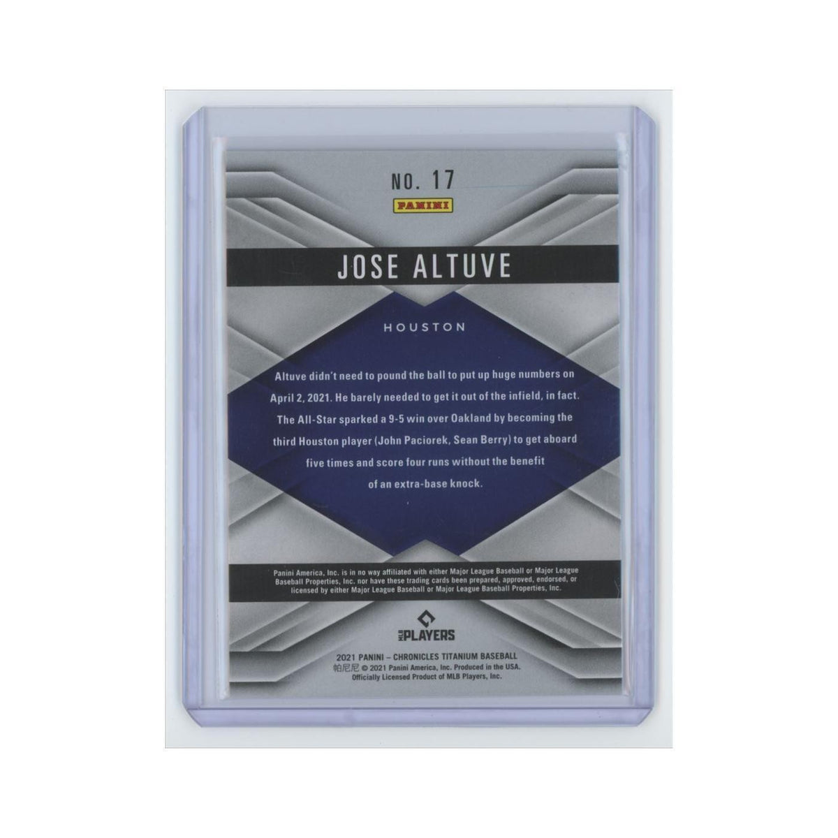 Jose Altuve 2021 Panini Chronicles Titanium #17 Houston Astros Baseball Card NM