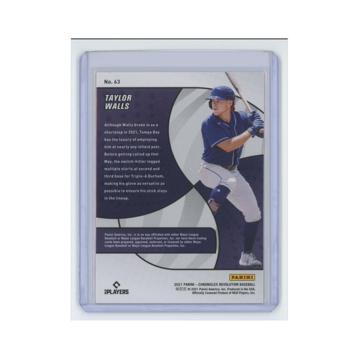 Taylor Walls Rookie 2021 Panini Chronicles Revolution #63 Tampa Bay Rays NM