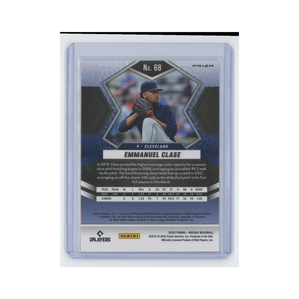 Emmanuel Clase 2022 Panini Mosaic #68 Cleveland Guardians Baseball Card NM
