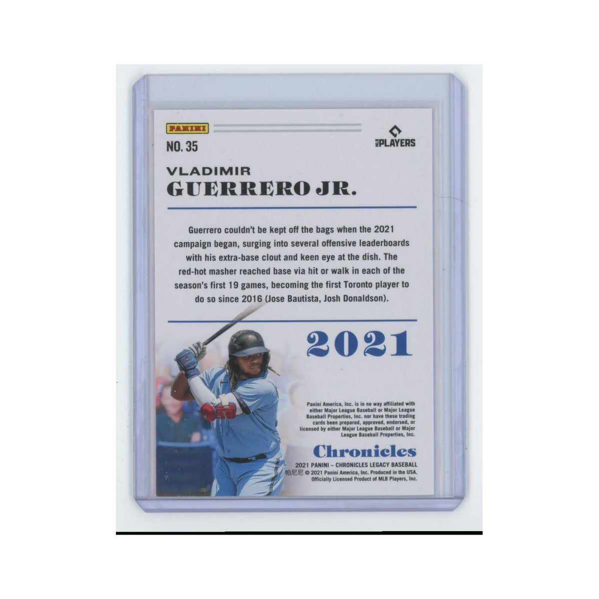Vladimir Guerrero Jr. 2021 Panini Chronicles Legacy #35 Toronto Blue Jays NM