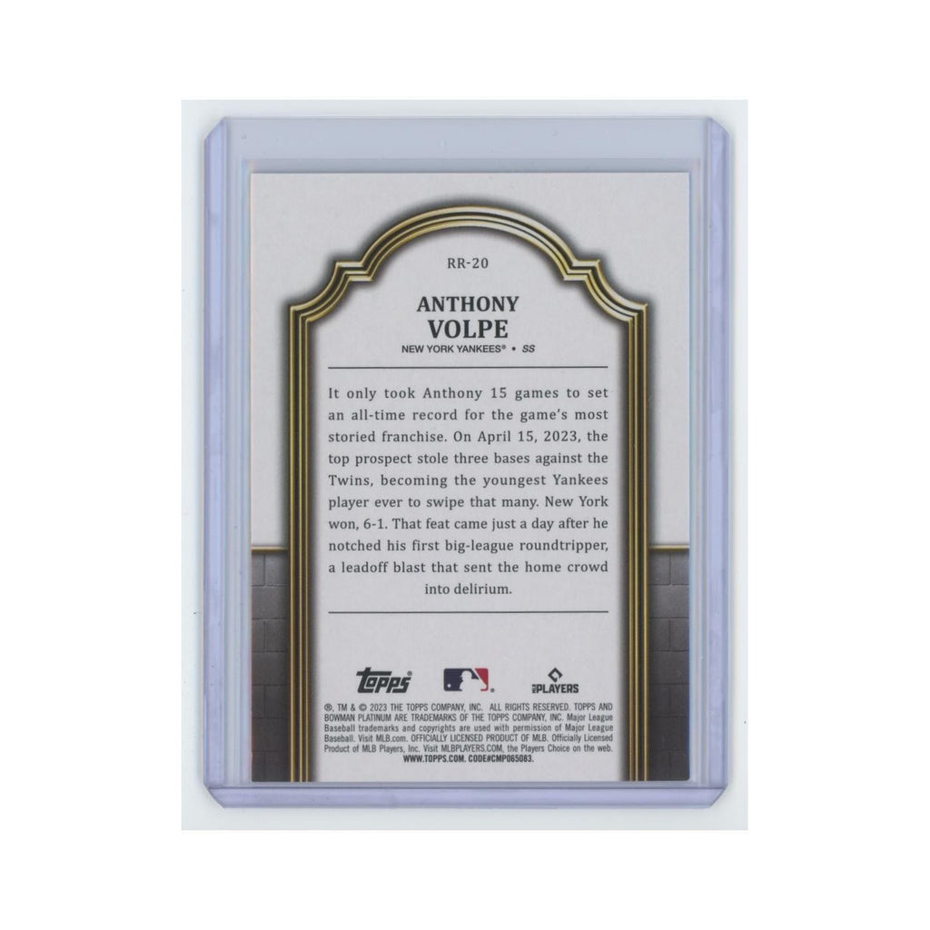 Anthony Volpe Rookie 2023 Bowman Platinum Renowned Rookies #RR-20 Yankees NM