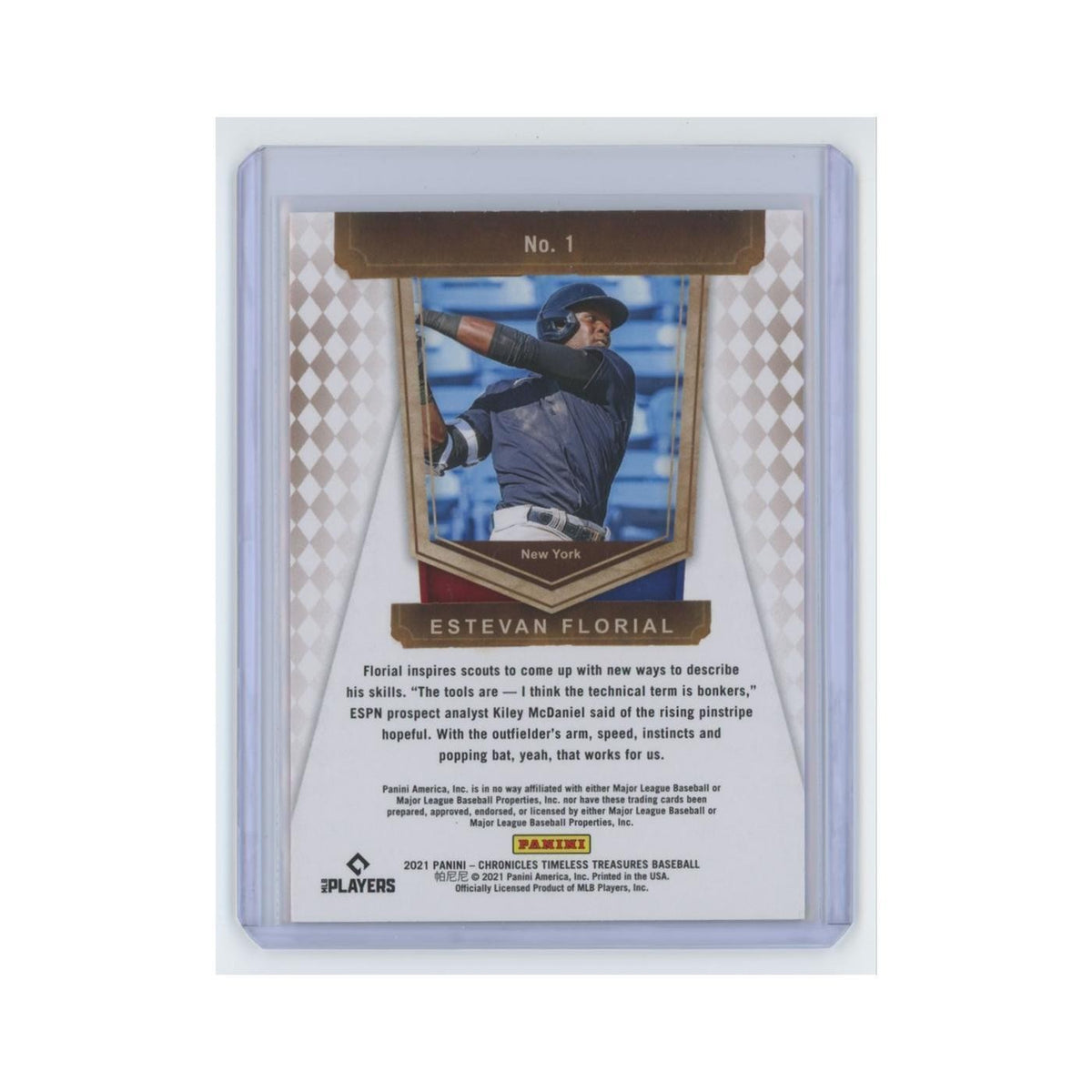 Estevan Florial Rookie 2021 Panini Chronicles Timeless Treasures #1 Yankees NM