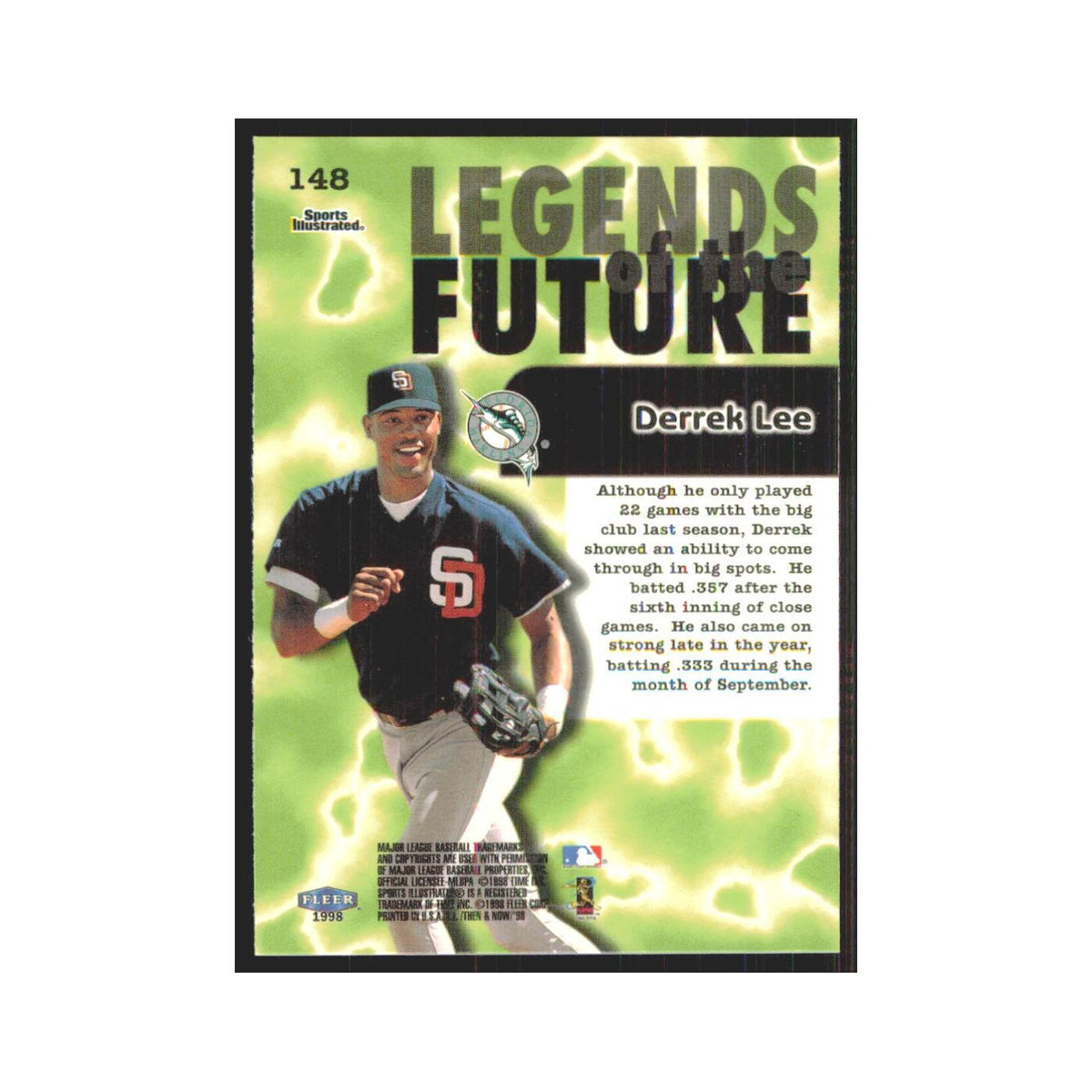 1998 Fleer Legends Of Today Derrek Lee Florida Marlins #148