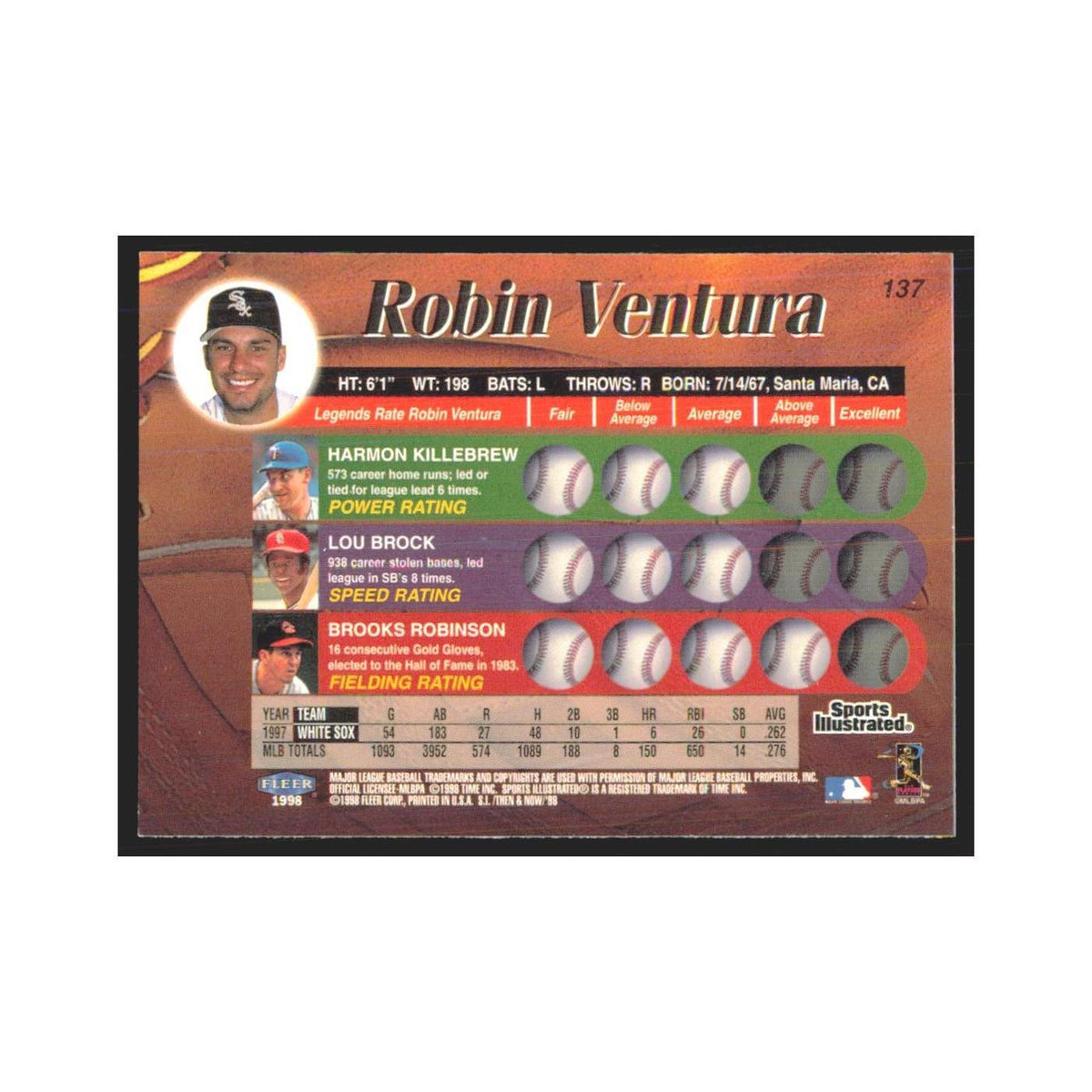 1998 Fleer Legends Of Today Robin Ventura White Sox #137