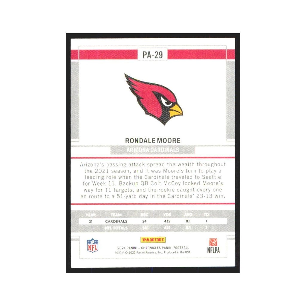 2021 Panini Chronicles Pink Rondale Moore RC Cardinals #PA-29