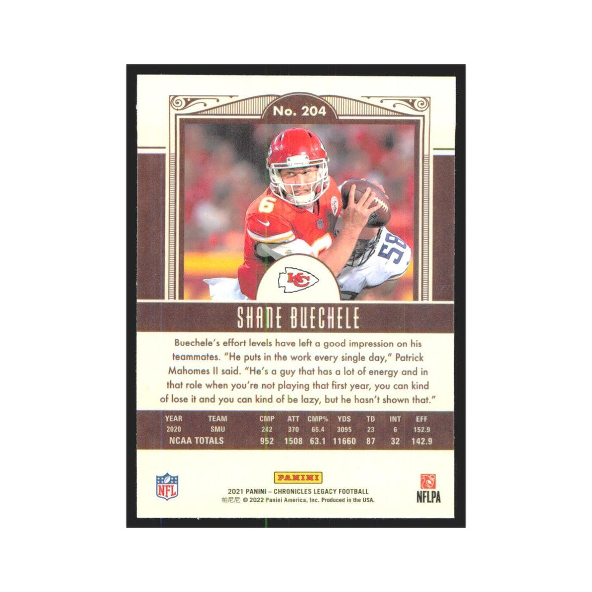 2021 Panini Chronicles Shane Buechele RC Chiefs #204
