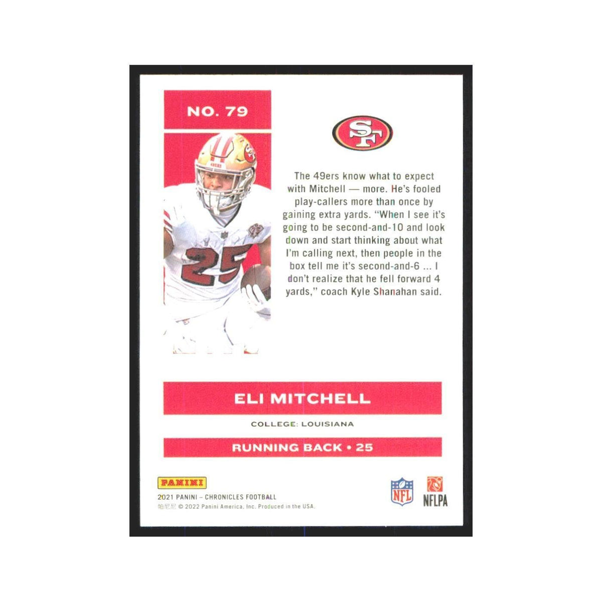 2021 Panini Chronicles Eli Mitchell RC 49ers #79