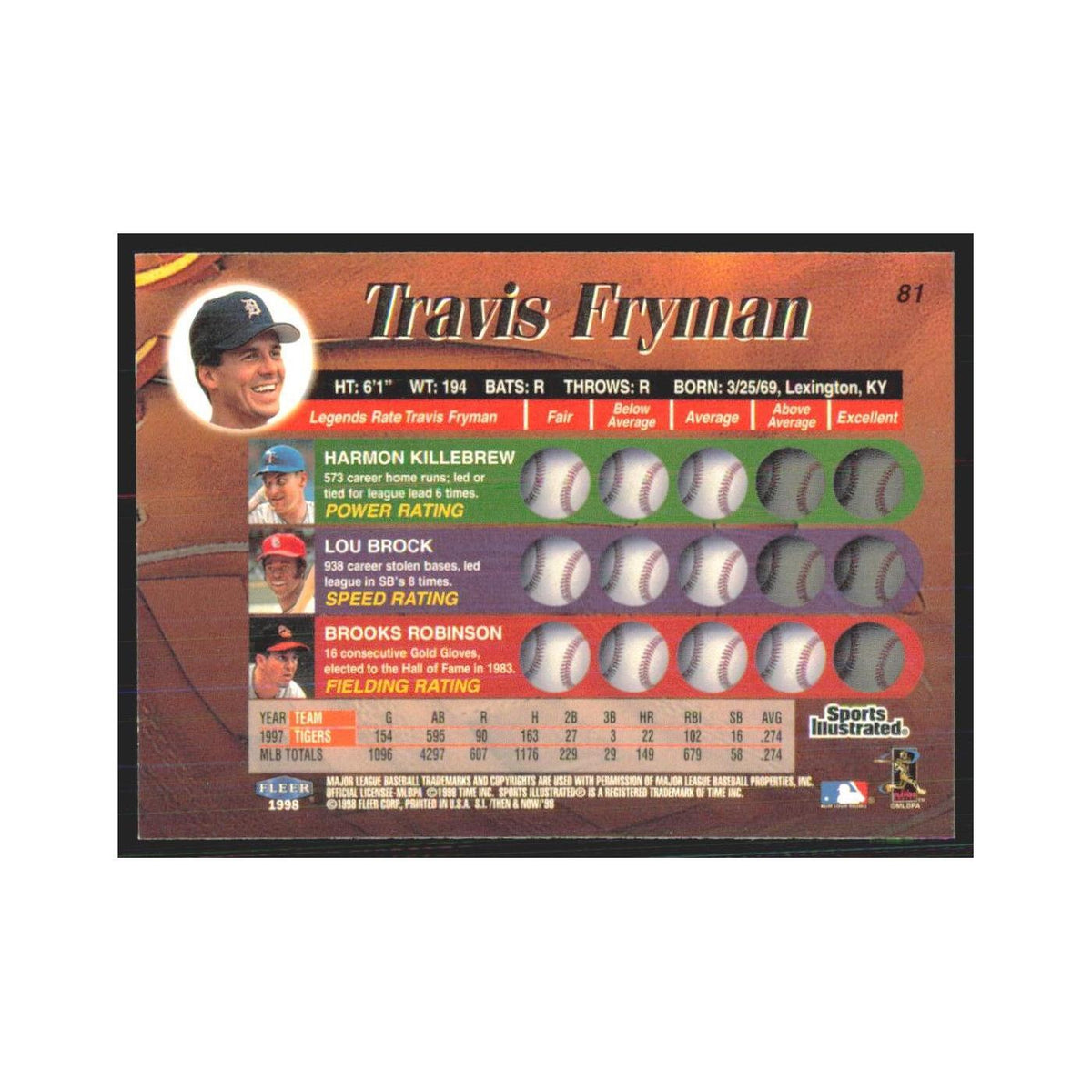 1998 Fleer Legends of Today Travis Fryman Tigers #81