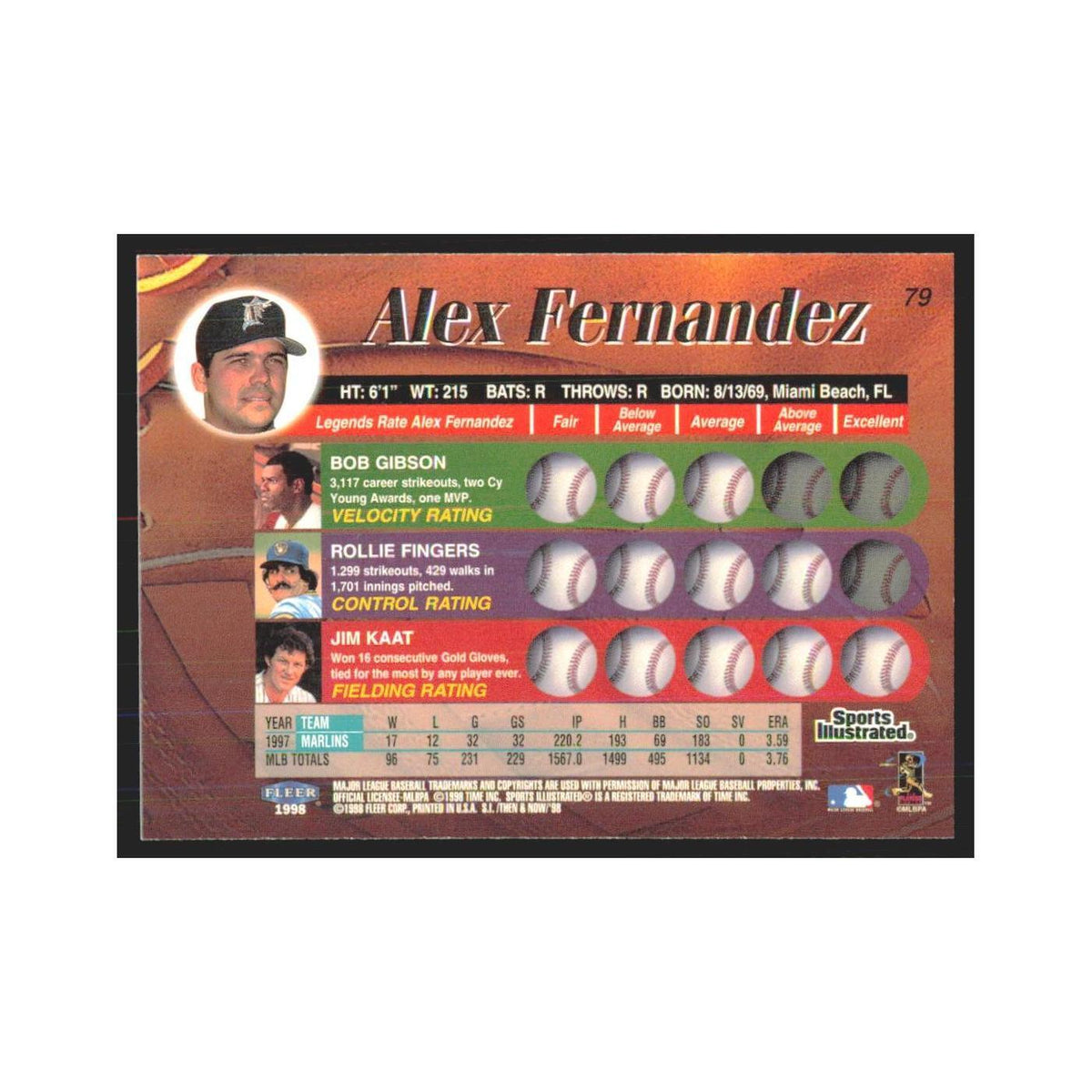 1998 Fleer Legends of Today Alex Fernandez Florida Marlins #79