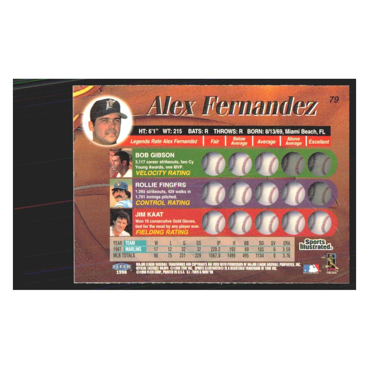 1998 Fleer Legends of Today Alex Fernandez Florida Marlins #79