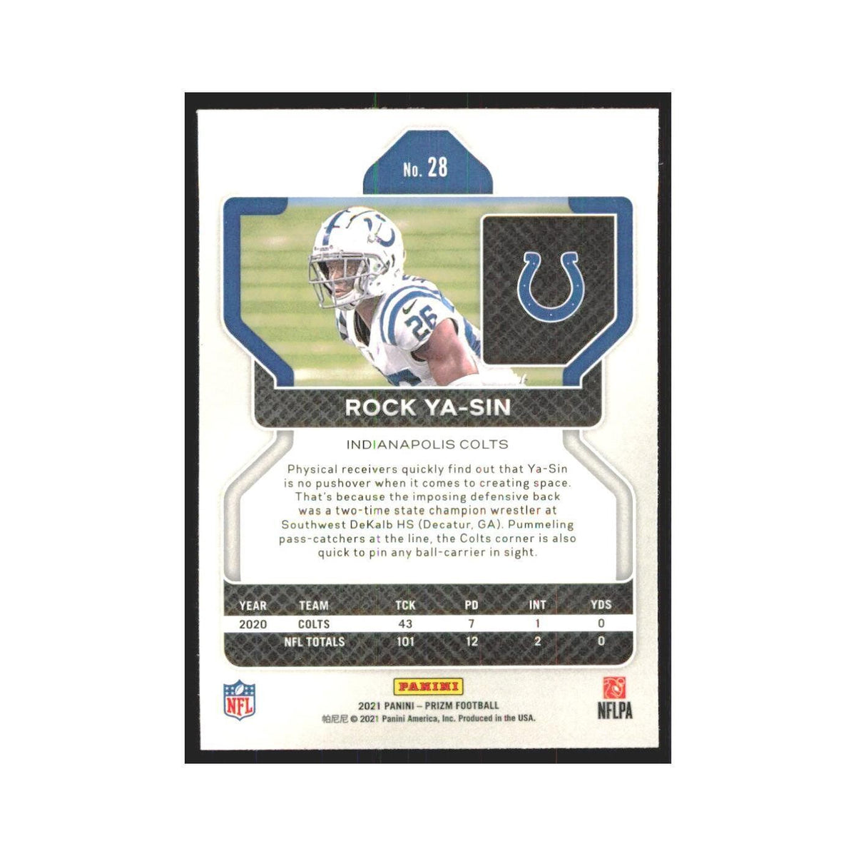 2021 Panini Prizm Rock Ya-Sin Colts #28