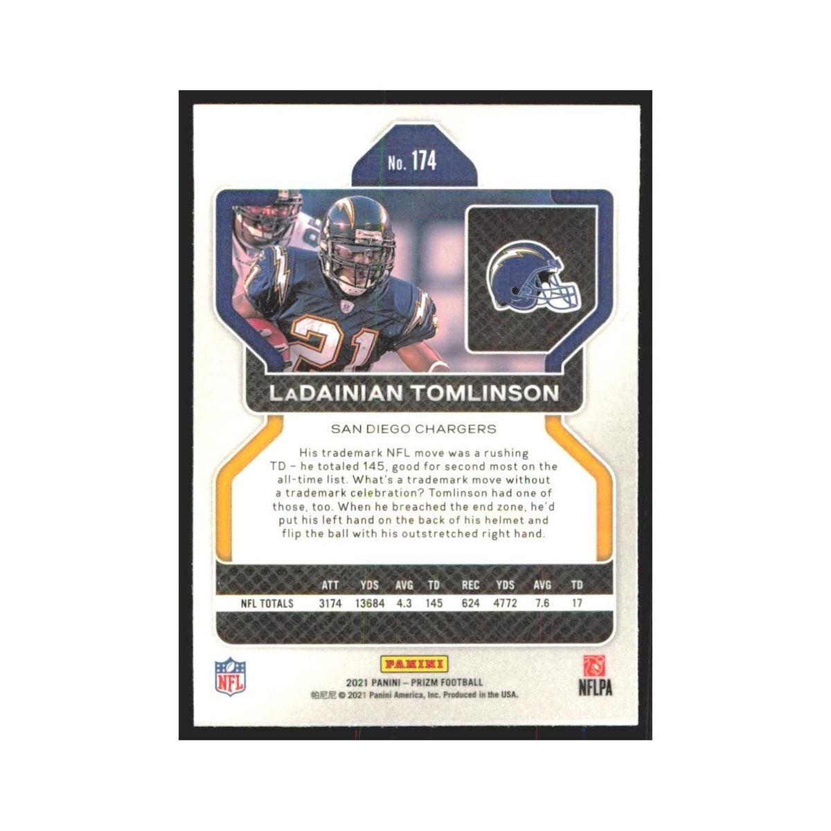 2021 Panini Prizm LaDainian Tomlinson San Diego Chargers #174