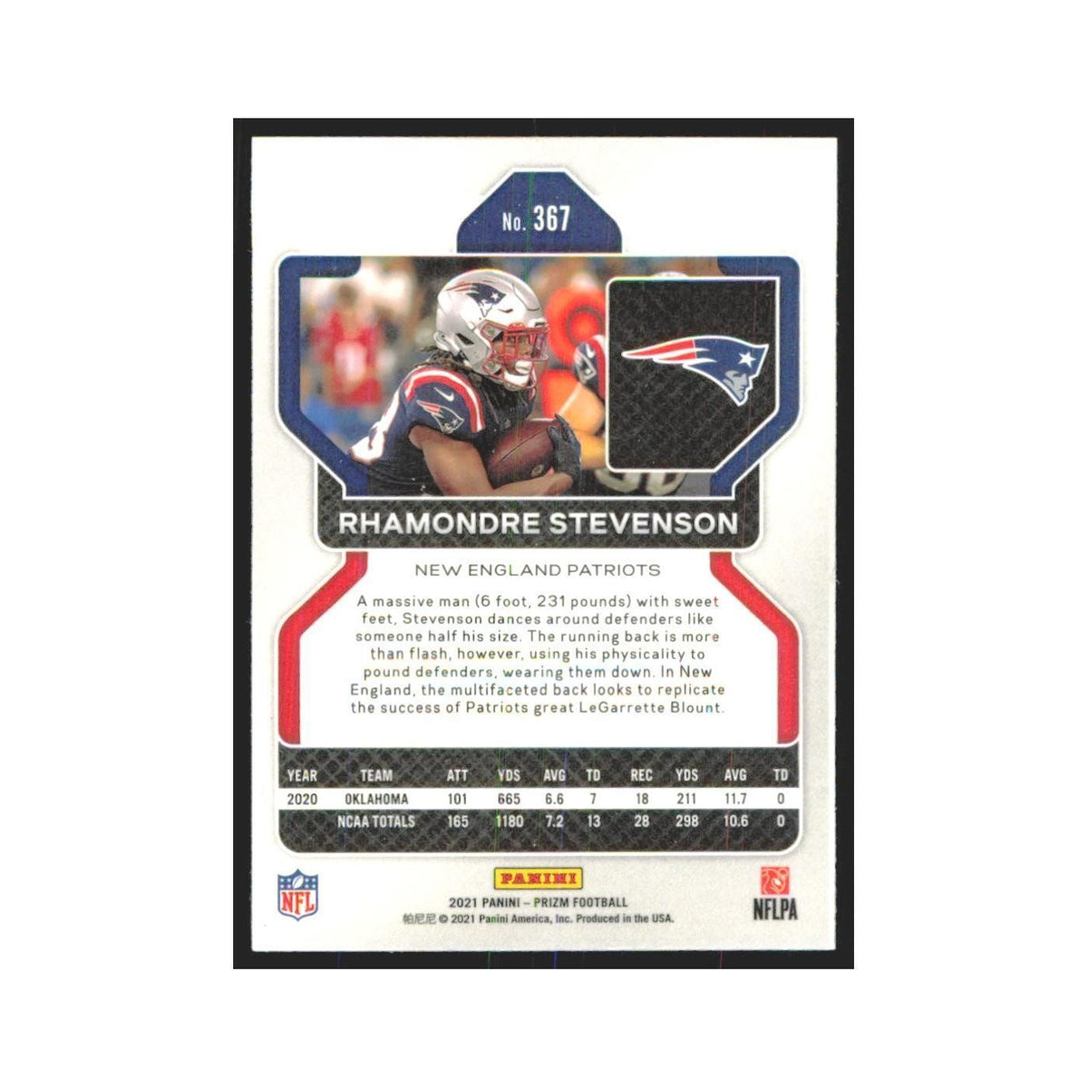 2021 Panini Prizm Rhamondre Stevenson RC Patriots #367