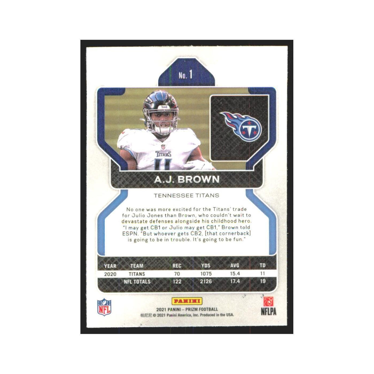 2021 Panini Prizm A.J. Brown Titans #1