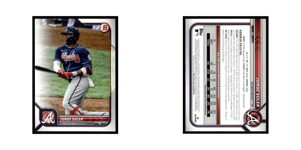 Jorge Soler 2022 Bowman #59 Atlanta Braves Baseball Card NM