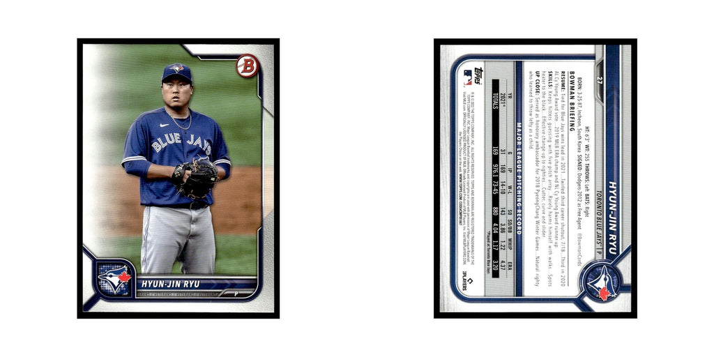 Hyun-Jin Ryu 2022 Bowman #27 Toronto Blue Jays Baseball Card NM