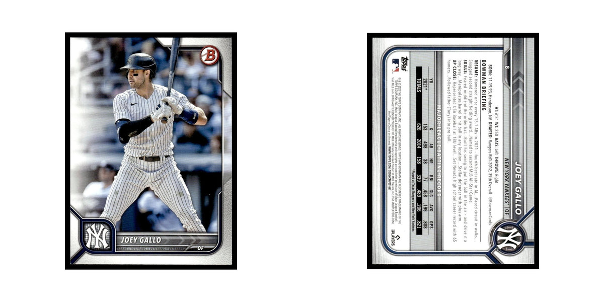 Joey Gallo 2022 Bowman #8 New York Yankees Baseball Card NM