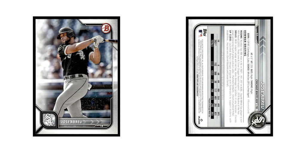 Jose Abreu 2022 Bowman #37 Chicago White Sox Baseball Card NM