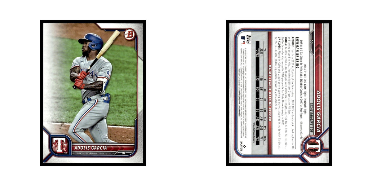 Adolis Garcia 2022 Bowman #53 Texas Rangers Baseball Card NM