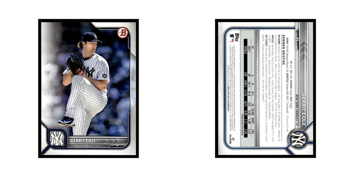 Gerrit Cole 2022 Bowman #95 New York Yankees Baseball Card NM