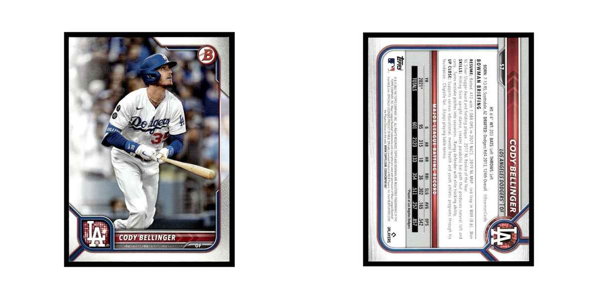 Cody Bellinger 2022 Bowman #57 Los Angeles Dodgers Baseball Card NM
