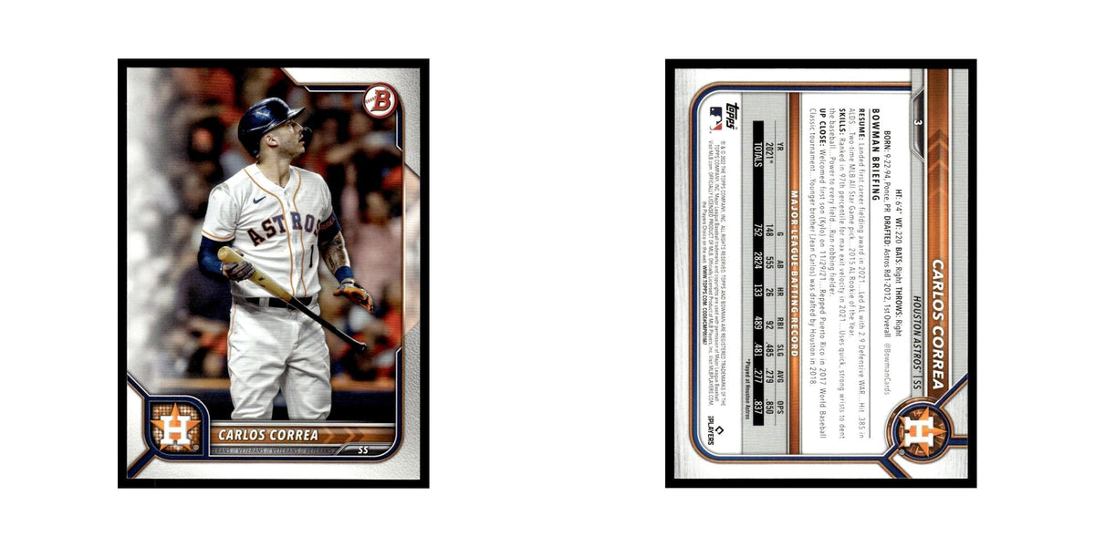 Carlos Correa 2022 Bowman #3 Houston Astros Baseball Card NM