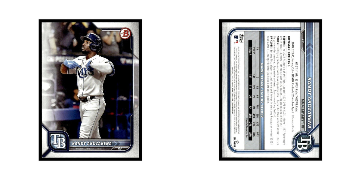 Randy Arozarena 2022 Bowman #79 Tampa Bay Rays Baseball Card NM