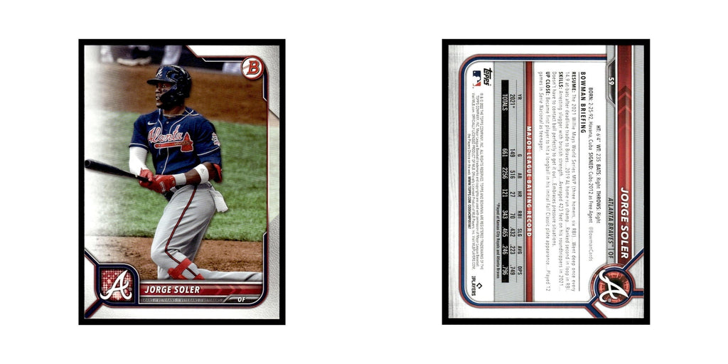 Jorge Soler 2022 Bowman #59 Atlanta Braves Baseball Card NM