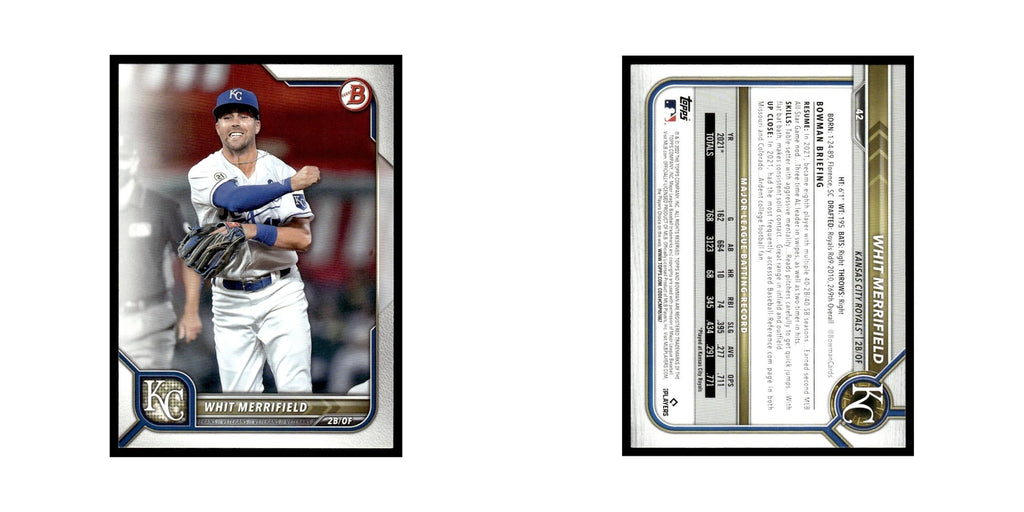Whit Merrifield 2022 Bowman #42 Kansas City Royals Baseball Card NM