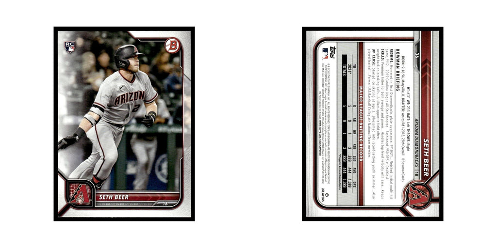 Seth Beer Rookie 2022 Bowman #36 Arizona Diamondbacks Baseball Card NM