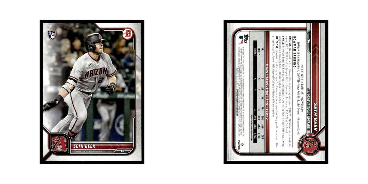 Seth Beer Rookie 2022 Bowman #36 Arizona Diamondbacks Baseball Card NM