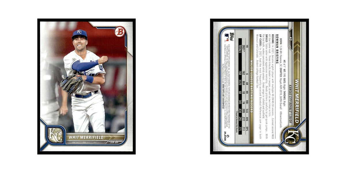 Whit Merrifield 2022 Bowman #42 Kansas City Royals Baseball Card NM