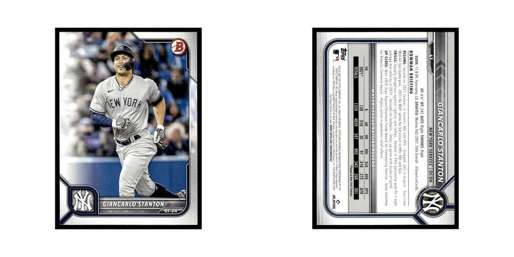 Giancarlo Stanton 2022 Bowman #61 New York Yankees Baseball Card NM